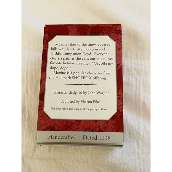 Hallmark Keepsake Christmas Ornament "Maxine" Toboggan Sledding w/Dog Floyd 1998 - Picture 7 of 7